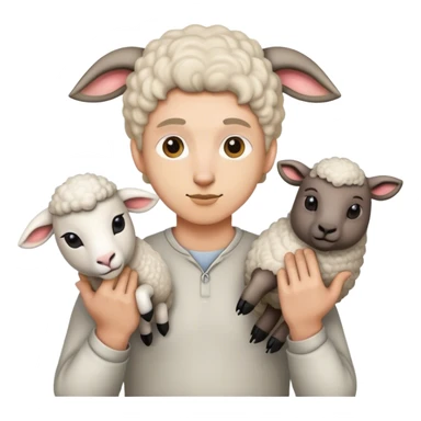 A human pose wolf with sheep's head in one hand sticker