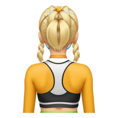 sporty blonde woman cartoon emoji style back view sticker