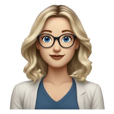 Shoulder length Balayage pale model lady with glasses and blue eyes happy  sticker