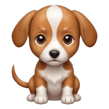 Dachshund beagle chihuahua mix puppy that’s mostly white with brown and dark brown patches and a birth mark on his nose sticker