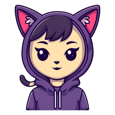 catgirl with big eyes and cat ears, anime inspired sticker
