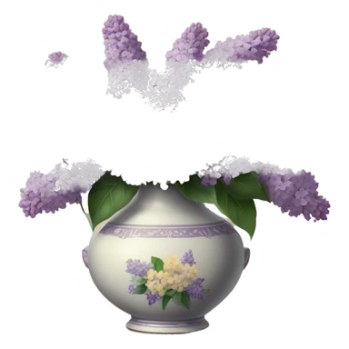 Lilac bouquet in vintage vase sticker