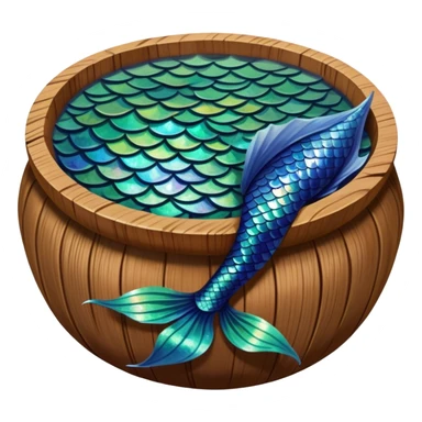 Mermaid tail in a wooden soup bowl sticker