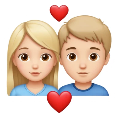 girl and boy in love with hearts between them sticker