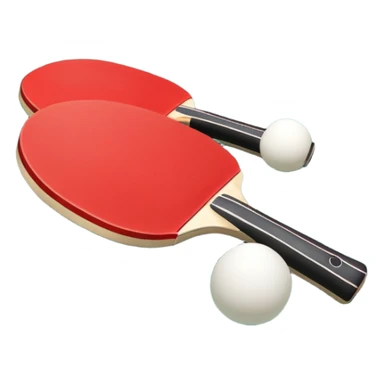 Two table tennis paddles and a ball placed on a ping pong table, with the net in the background. The scene conveys the simplicity and focus of the sport, with vibrant colors highlighting the rackets and ball on the smooth surface of the table. sticker