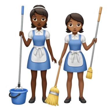 two ugly maids are holding the mop sticker