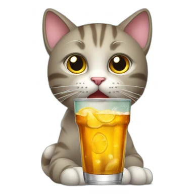cat drink soda sticker