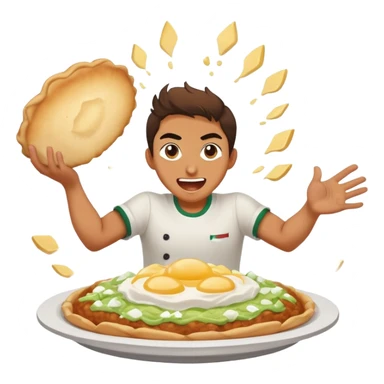 person smashing a Hungarian lángos with energetic expression sticker