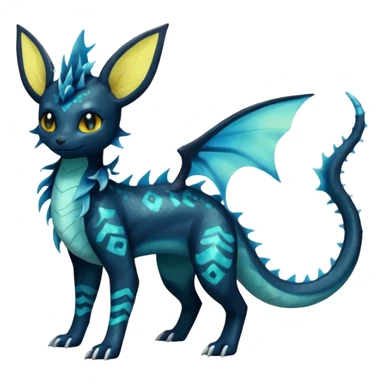 Scaley Scary Opalescent Luminescent Umbreon-Amaura-Vaporeon-Salandit-Fakémon-fusion (full body) sticker