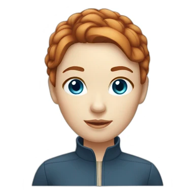 Dark gingerhair woman with short hair, blue eyes and light beige skin  sticker