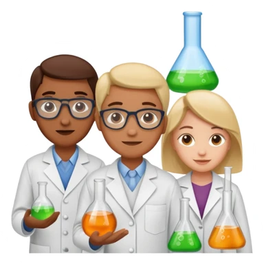 Five chemists: one organic chemist, on physical chemist, one inorganic chemist, one technical chemist and on theoretical chemist sticker
