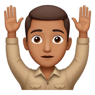 Indian person with hands up in surrender sticker