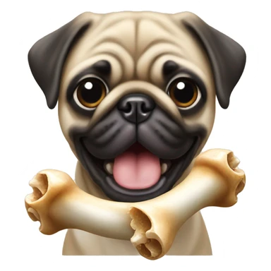 Pug eating a bone sticker