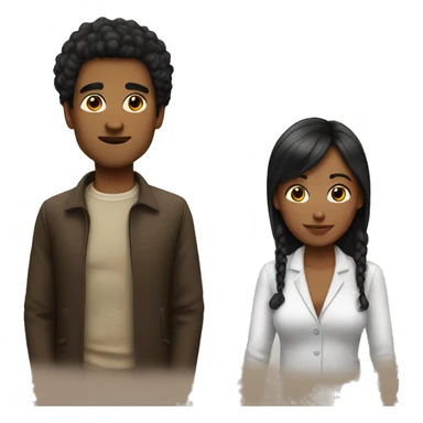 man with black hair woman with brown har sticker