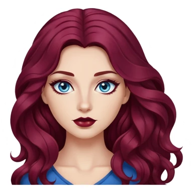 pretty long hair wavy dark wine red hair baddie with eyeliner and blue eyes sticker
