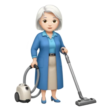 White hair cubby lady modern clothes older chubby ed lady vaccum sticker