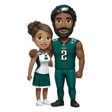  Brown guy with beard and mustache holding hands with a brown girl with her hair in a bun in Philadelphia eagles clothing  sticker