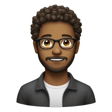 young man with a beard with glasses, brown eyes and messy hair sticker