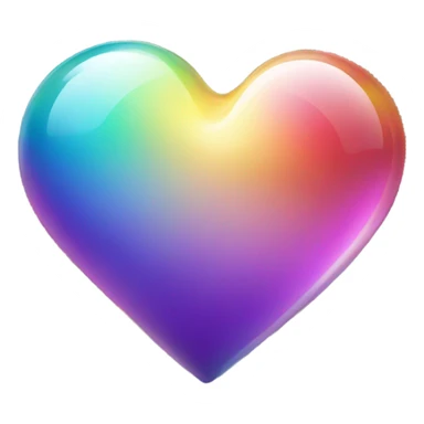 Glass long heart with a rainbow sparkling gradient  sticker