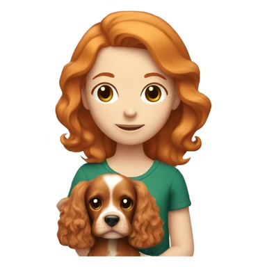 Ginger hair girl holding cocker spaniel sticker