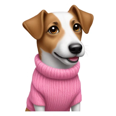Cute long haired jack russel wearing pink sweater  sticker