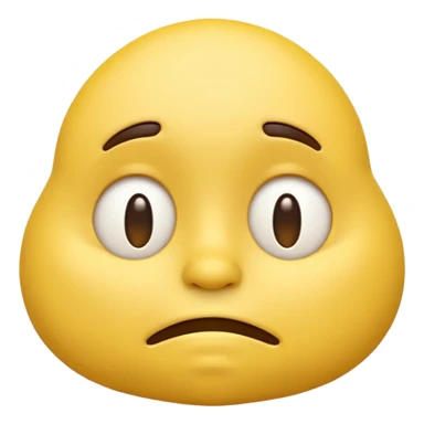 iOS-style 3D classic round yellow emoji face, half-closed droopy eyes, small uneven mouth, and slight head tilt, expressing sleepy and just-woke-up grogginess sticker