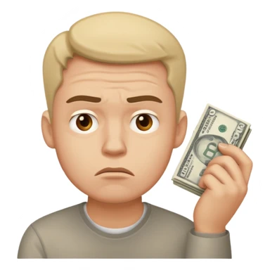 frustrated man thinking about money sticker