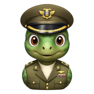 Una tortuga vestida de militar y con bigote corto sticker