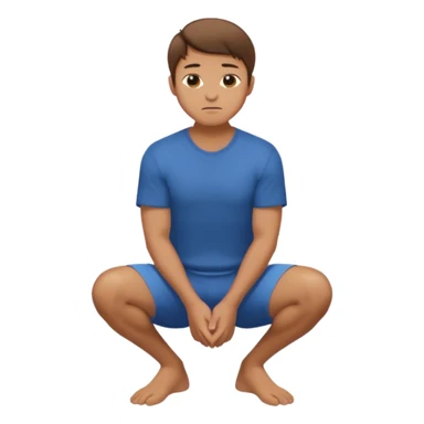 A regular man squatting with his hands on his knees sticker