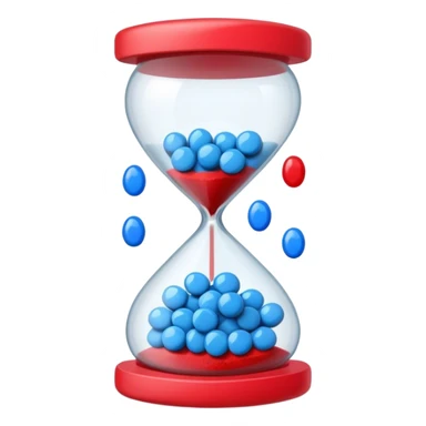Sandglass with blue pills and red pills sticker