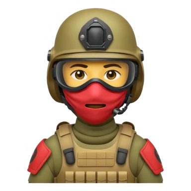 modern soldier with advanced armor, tactical helmet and face mask, emoji style sticker