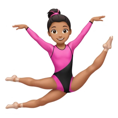 "A gymnast in black and minimal pink outfit with a smile and a look of surprise (normal skin) sticker