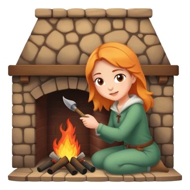 an epic girl making a fire in the fire place sticker