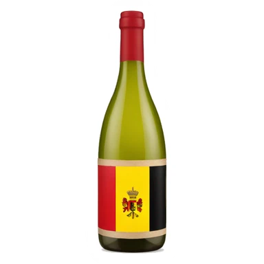 A wine bottle with a Belgium flag on the label sticker