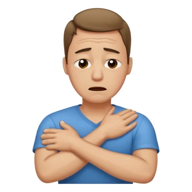 Arms crossed holding neck crying guy sticker