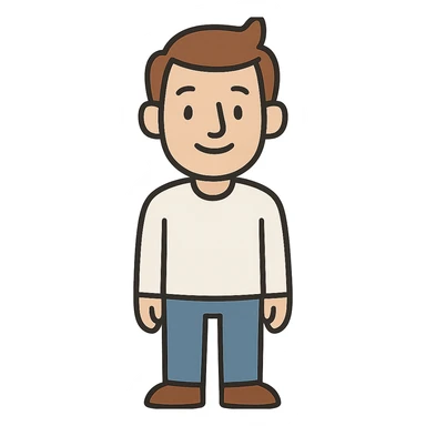 flat toon style white man character sticker