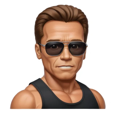 terminator shwartzneger only top in black galssess sticker