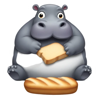 Hippo eating bread sticker