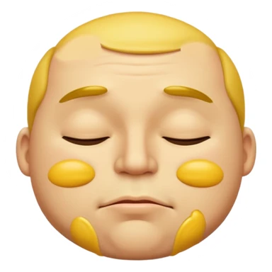 A male emoji with big fat lips with it’s eyes closed not smiling with its mouth closed and it’s yellow sticker