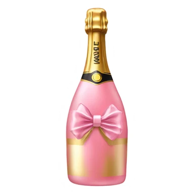 Pink champagne with gold bow sticker