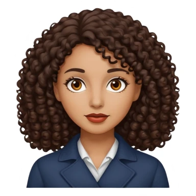 mujer pelo rizado pero no tanto  largo color marron oscuro, ojos marrones oscuros sticker