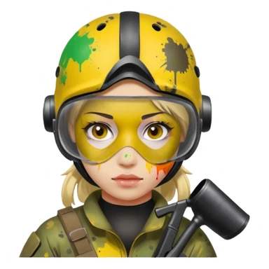 paintball player face girl sticker
