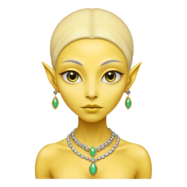  lady alien with yellow skin, Half body. sticker