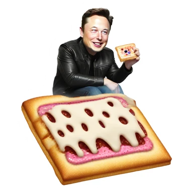 elon musk riding a frosted pop tart with wheels sticker