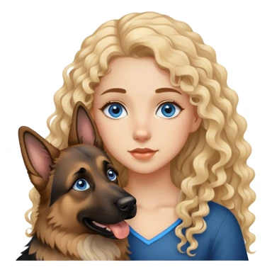 German Shepherd ,  Curly Long hair girl and light Skin and Blue eyes  sticker