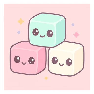 kawaii sugar cubes with cute faces sticker