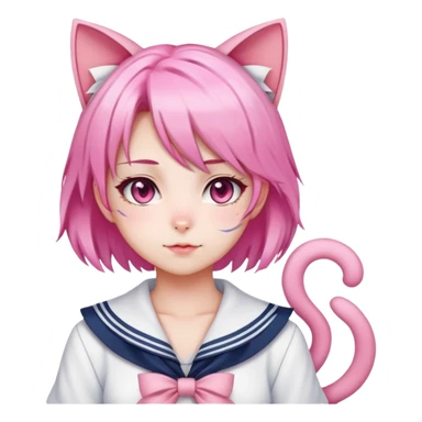anime cat girl with a sailor outfit and pink hair and cat ears sticker