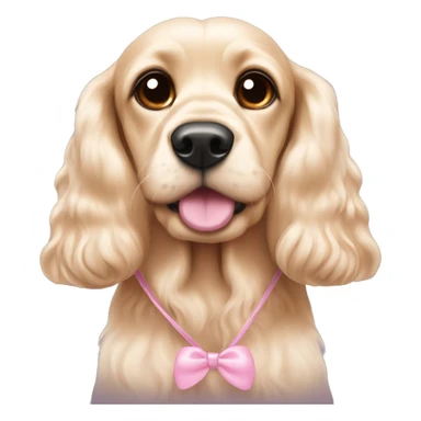 Blond cocker spaniel wearing two light pink sleighbell sticker