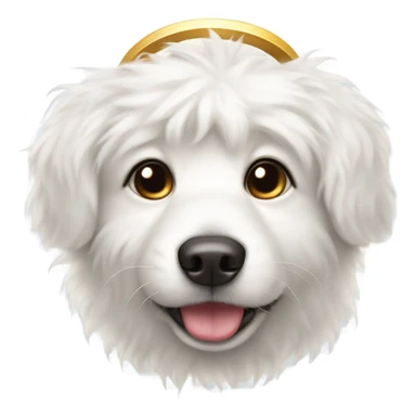 Cute all White fluffy dog with halo over head ears are flat sticker