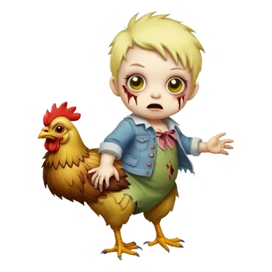Baby zombie riding chicken sticker